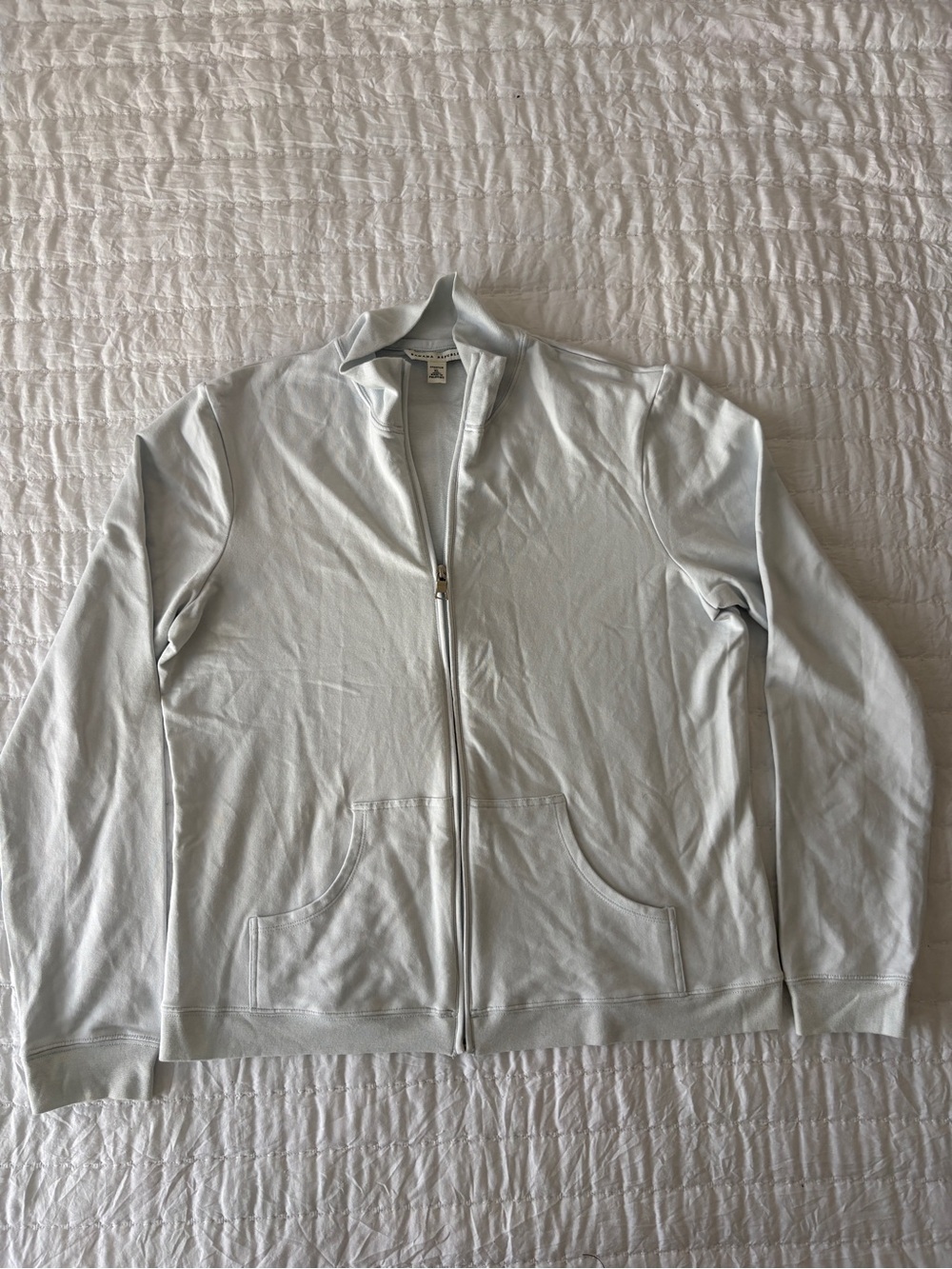Banana Republic Light Gray Full-Zip Sweater